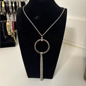 Banana Republic Factory Silver Circle Tassel Necklace